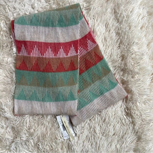 NWT MADE OF ME 100% Cashmere AZTEC Indian South Western Scarf Turqoise Red